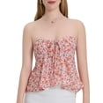 thumbnail image 1 of Gupgi Women Flower Tube Top Strapless Tie Front Smocked Bandeau Tops Off Shoulder Ruffle Vest, 1 of 9