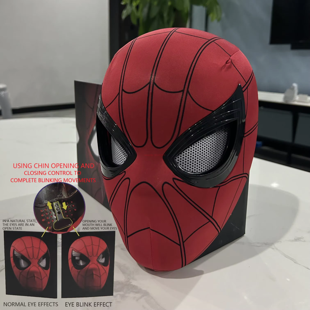 Casco con máscara móvil de The Amazing Spider-Man, anillo eléctrico de control ocular, luminoso, colección de cosplay, modelo de juguete, regalo para niños
