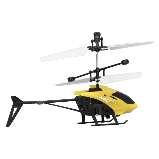Mini helicóptero RC, tratamiento de refuerzo de velocidad de rotación estable, helicóptero de inducción resistente a caídas luminosas, juguete amarillo
