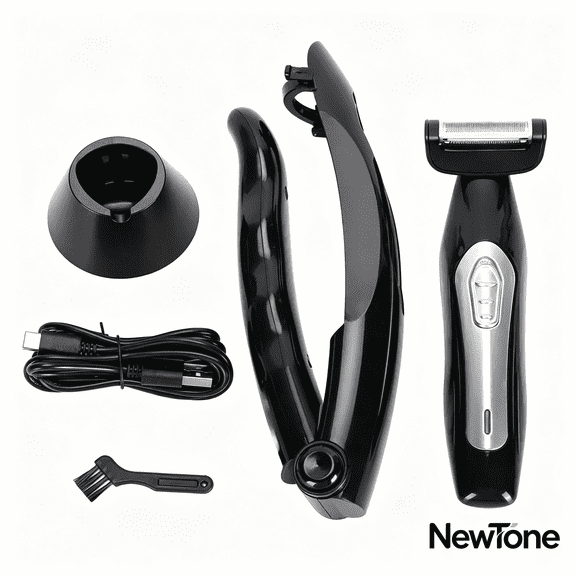 Showerproof Body & Manscaping Trimmer for Men, Multifunctional Electric Back Hair with Detachable Handle & Charging Base for Wet and Dry Use