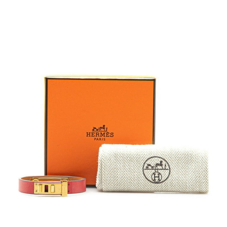 Pre-Owned Hermes Asdukur T2 Bracelet Red Swift Plated Women's