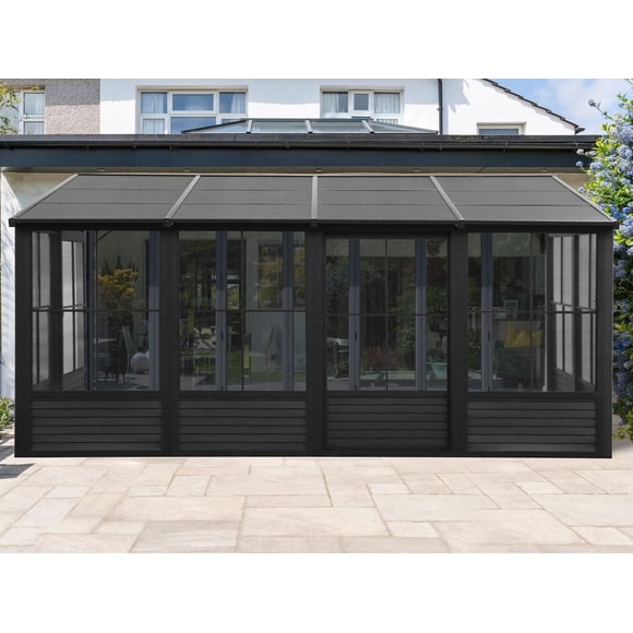 Gazebo Penguin Florence Add-A-Room with Metal Roof 8 ft. x 16 ft. in Black