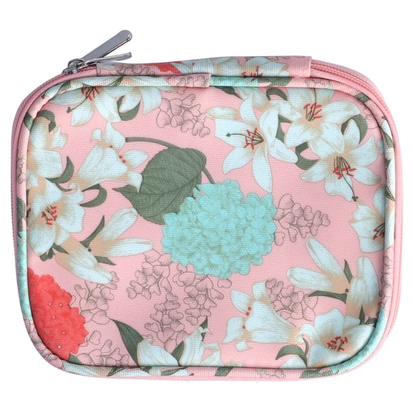 Bolsa de almacenamiento impermeable tela Oxford lirio rosa portátil uso diario DIY bolso de almacenamiento de ganchillo