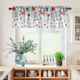 thumbnail image 5 of 3 Piece Kitchen Curtains and Valances Set Blue Floral Cafe Curtains 24 Inch Length Red Flowers Country Leaves Rustic Plaid Valance & Tier Curtain for Living Room Bedroom Window 54"x18"+27"x24"*2, 5 of 6