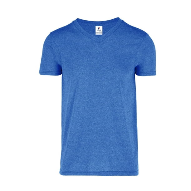 Playera Cuello V para Caballero Color Royal Jaspe Talla Mediana 50 Algodon 50 Poliester Yazbek C0356 Bodega Aurrera en linea