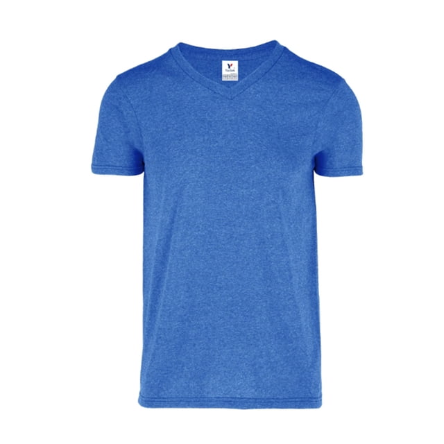 Playera Cuello V, para Caballero, Color Royal Jaspe, Talla Grande, 50% Algodón-50% Poliéster, Yazbek C0356