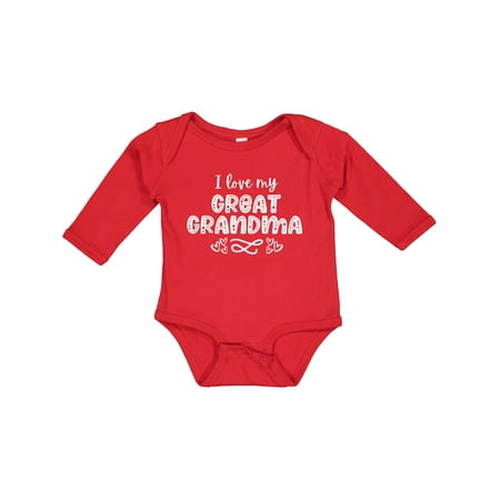 

Inktastic I Love My Great Grandma with Hearts Gift Baby Boy or Baby Girl Long Sleeve Bodysuit