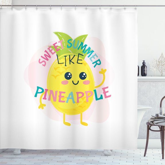 Ambesonne Girl Slogan Shower Curtain, Summer with Eyes, 69"Wx70"L, Multicolor