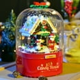 Compatible with Assembled Building Blocks Toy Christmas Gift Candy House Rotating Music Box