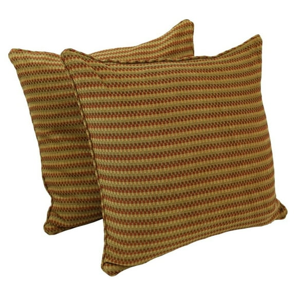 25-inch Double-corded Patterned Jacquard Chenille Square Floor Pillows with Inserts (Set of 2), Autumn Gingham