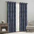 thumbnail image 2 of SunSmart Amelia Polyester Knitted Jacquard Grommet Top Curtain Panel in Navy, 2 of 15