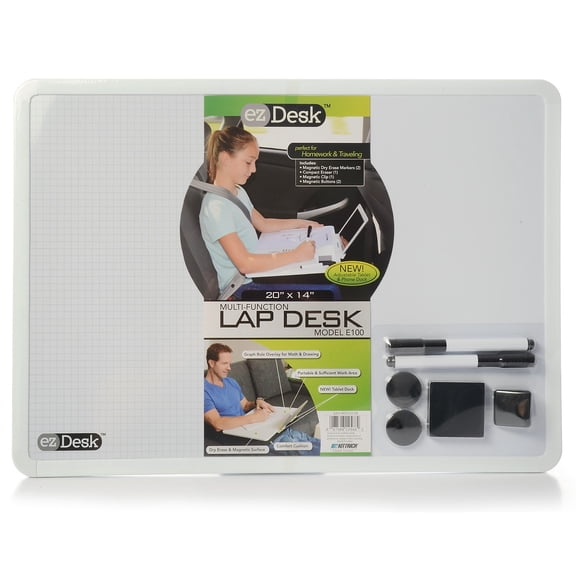 Promarx EzDesk Magnetic Dry Erase Lap Desk with Graph Ruling Adjustable Tablet Dock & Accessories