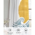thumbnail image 6 of Yellow Sun Rise Sheer Curtains 84 Inch Length 2 Panels Set for Living Room/Bedroom, Ocean Waves Coastal Abstract Art Kitchen Curtains Grommet Semi-Sheer Curtains Drapes Window Treatments 42"x84"x2, 6 of 7