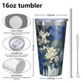 thumbnail image 4 of 16oz Tumblers Pioneer Flower Stainless Steel Vacuum Insulated Double Wall Travel Tumbler Cups Mug with Lid and Straw,Cleaning Brush for Coffee,Tea, 4 of 4