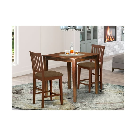 Counter Height Table Set 3pc - Modern Square Dining Table & Stools for Kitchens
