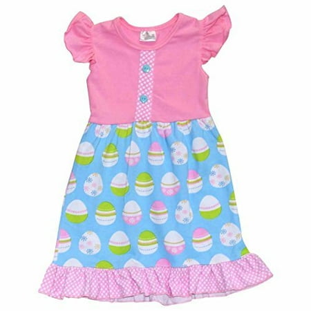 Unique Baby Girls Easter Egg Easter Dress (2T/XS, Blue)