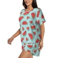 thumbnail image 2 of Lsque Watermelon Women's Short-Sleeved Pajama Set - 2 Piece Soft and Lightweight Sleepwear Set-3X-Large, 2 of 9