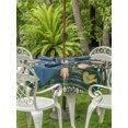 thumbnail image 4 of Outdoor Tablecloth with Umbrella Hole Zipper Rustic Tulip Flower Round Tablecloth 60" Waterproof Outside Table Cloth Retro Ethnic Floral Plants Birds Green Patio Table Cover Tablecloths for Picnic, 4 of 8