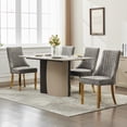 thumbnail image 3 of Grey Mid Century Dining Chairs Set of 4, Modern Kitchen & Dining Room Chairs Set of 4, Chenille Fabric Upholstered Kitchen Chairs for Dining Table, Sillas de Comedor, Gold Legs (Gray, 4 Pcs), 3 of 10