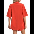thumbnail image 4 of Conjunto de Chándal de 2 Piezas para Mujer, de Verano, con Top de Corta y Pantalones Cortos. Naranja Rojo L, 4 of 9