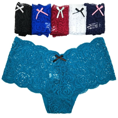 6-Pack Women s Lace Boyshorts Bikini Panties Sexy transparent Panty Underwear (Large)