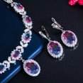 thumbnail image 4 of Mystical Rainbow CZ Oval Leaf Shape Silver Plated Necklace Earrings Jewelry Set&nbsp;, 4 of 8