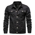 thumbnail image 2 of BLTIBY 2024 Mens Classic Lapel Jean Jacket Fall Winter Casual Slim Fit Trucker Cowboy Coat Casual Men Denim Jackets with Pockets Black XL, 2 of 4