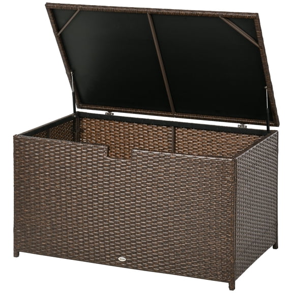 Dranite Outdoor PE Rattan Wicker Deck Box with Waterproof Liner