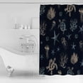 thumbnail image 3 of Hokiten Shower Curtain, Navy Blue Coastal Fabric Shower Curtains for Bathroom, Nautical Summer Beach Sea Turtle Starfish Bath Curtain Waterproof Bathtub Curtains with 12 Hooks, 48" x 72", 3 of 7