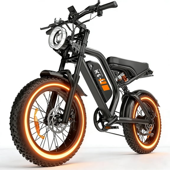 1500W Peak Electric Bike for Adults, 48V 15Ah Battery, 32MPH Fat Tire E-Mountain Bike, 20"x4.0" Snow Tire, Dual Suspension, 7-Speed, UL2849