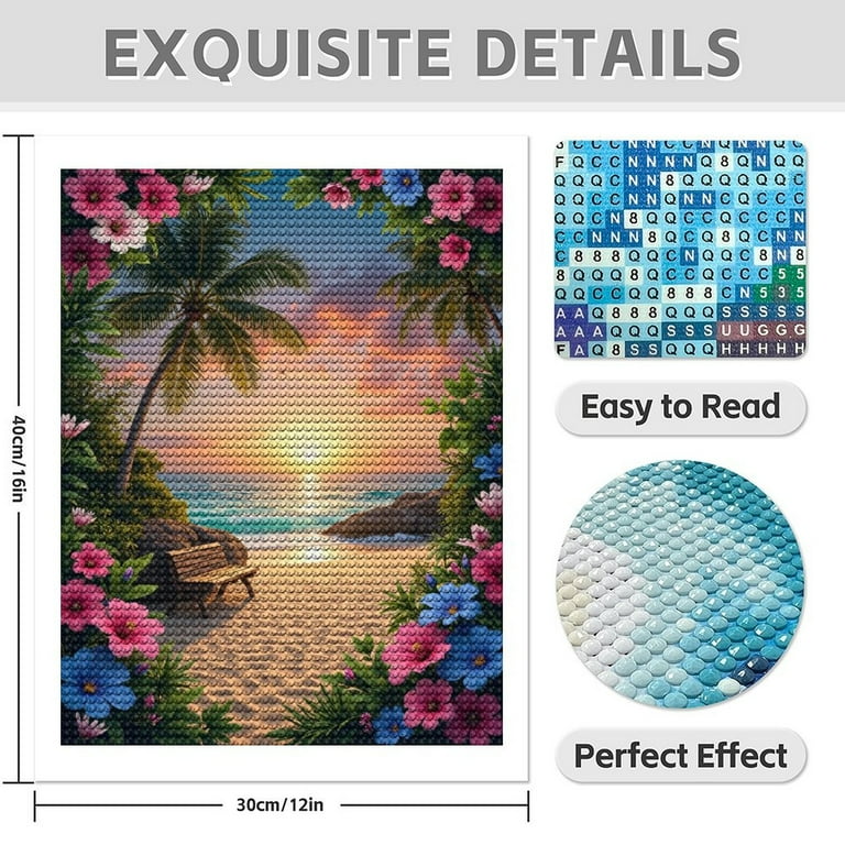 Kit Peinture Diamant 5D Plein Forage YSCOLOR - Plage Tropicale Maldives Polynésie - Broderie DIY Art Décor 30x40cm