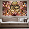 thumbnail image 3 of LUUFILx Happy Birthday Backdrops Party Background Banner Pink Gold Balloon Crown Pattern Decoration Bedroom Decor Poster Wall Supplies, 3 of 8