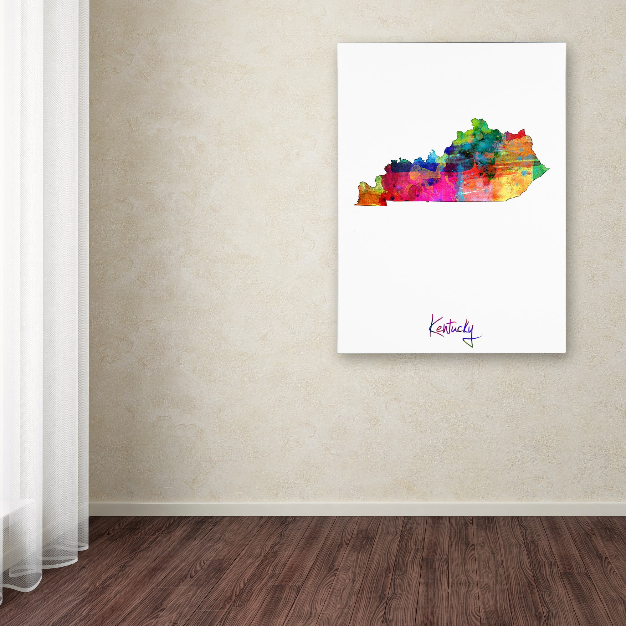 Trademark Fine Art "Kentucky Map" Canvas Art by Michael Tompsett