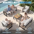 thumbnail image 3 of Clouddwell 7-Seats Aluminum Patio Furniture Set, Outdoor Metal Sofa Conversation Set with Coffee Table for Pool Garden Porch Backyard, Light Gray, 3 of 7