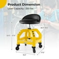 thumbnail image 3 of Costway Rolling Seat Mechanic Stool Chair with Tool Tray 4 Universal Wheels for Factory Yellow, 3 of 9