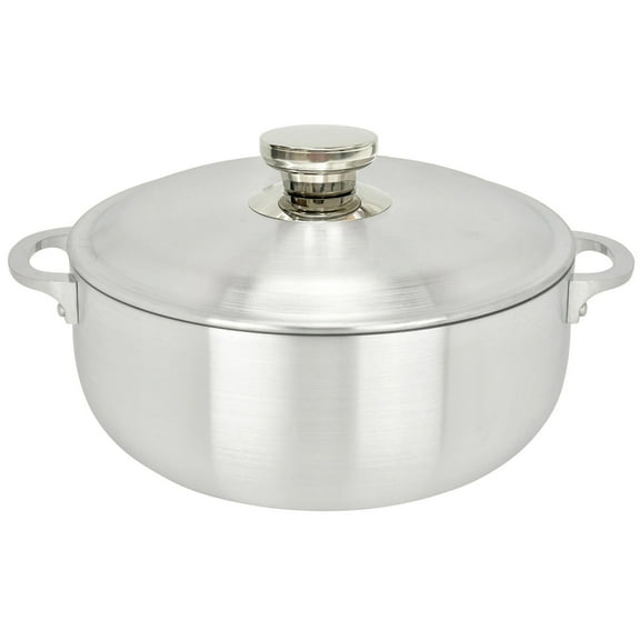 ALUMINUM CALDERO STOCK POT by Chef Pro, Durable Aluminum, Superior Cooking Performance for Even Heat Distribution, Perfect For Serving Large/Small Groups, Riveted Handles, Commercial Grade, 5.1 Quart