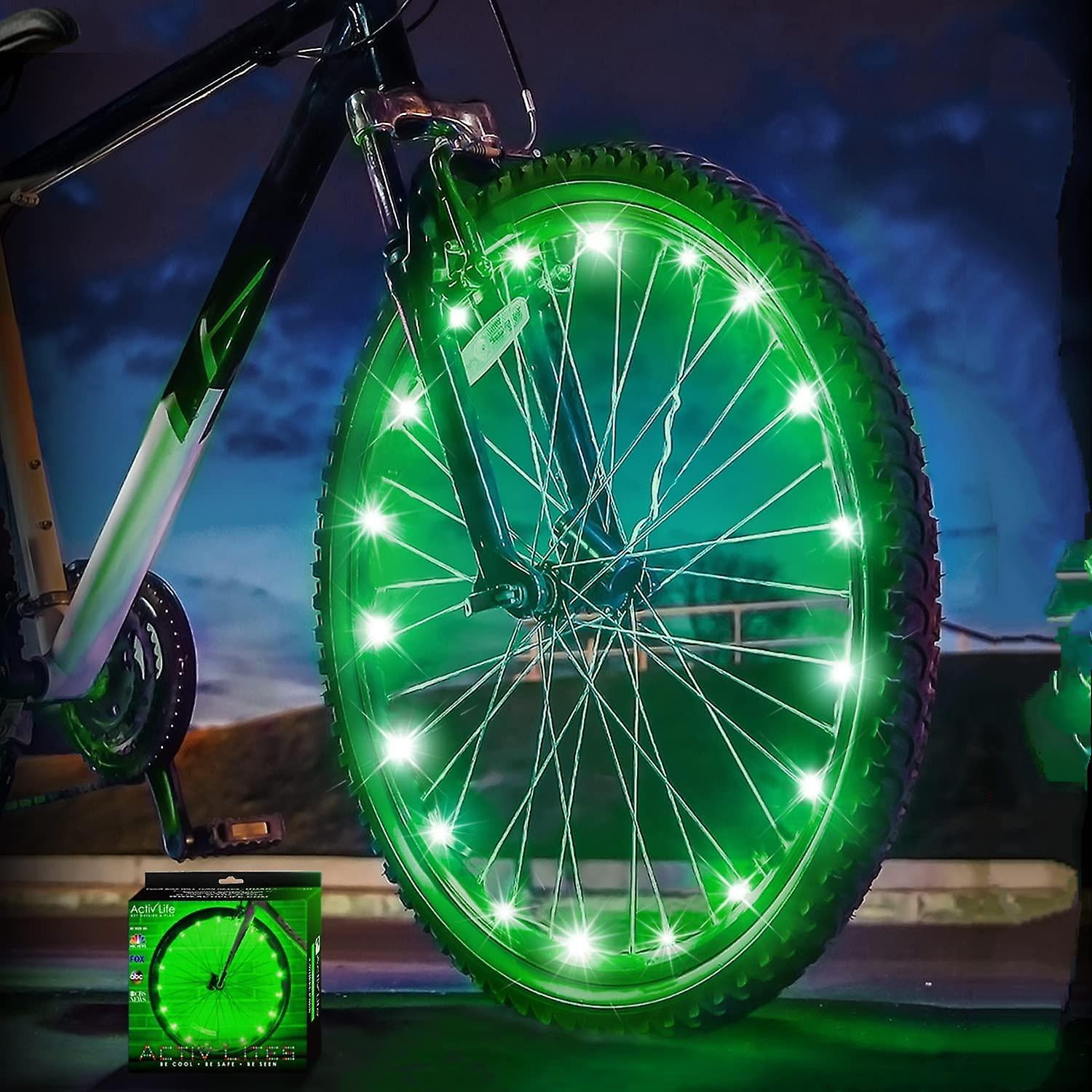 Iguohao Green Bike Wheel Light Two Modes Are Always On Flashingmtb Led Spoke Light Bike Light Wire Hot Wheels Filament Length 2m 1 Tire Pack