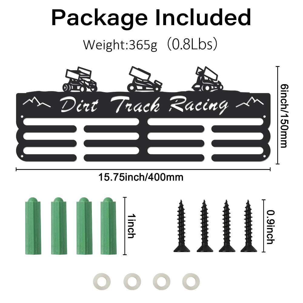 Dirt Track Racing Medal Hanger Display Dirt Track Racing Medal Display Holder with 12 Lines Sturdy Steel Award Display Holders Wall Mounted