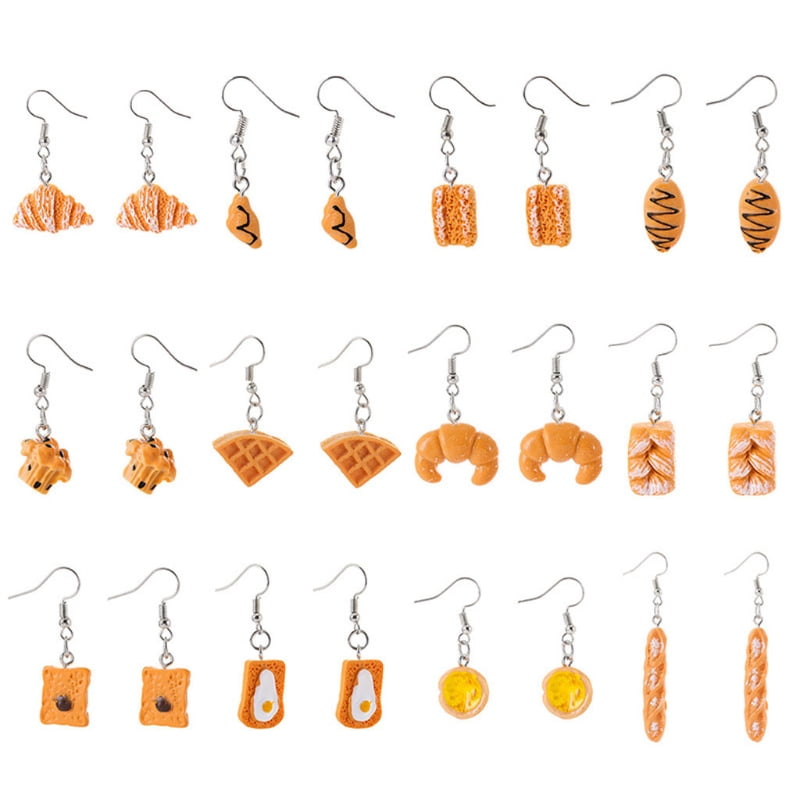 Egg on toast hook earring or Fried egg on toast drop and dangling earring