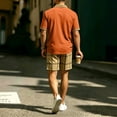 thumbnail image 6 of LEKWK 2 Piece Set for Men Plaid Short Sleeve Henley Collared Casual Tops and Elastic Waist Shorts Loose Fit Fashion Summer Beach Vacation Outfits, 6 of 7