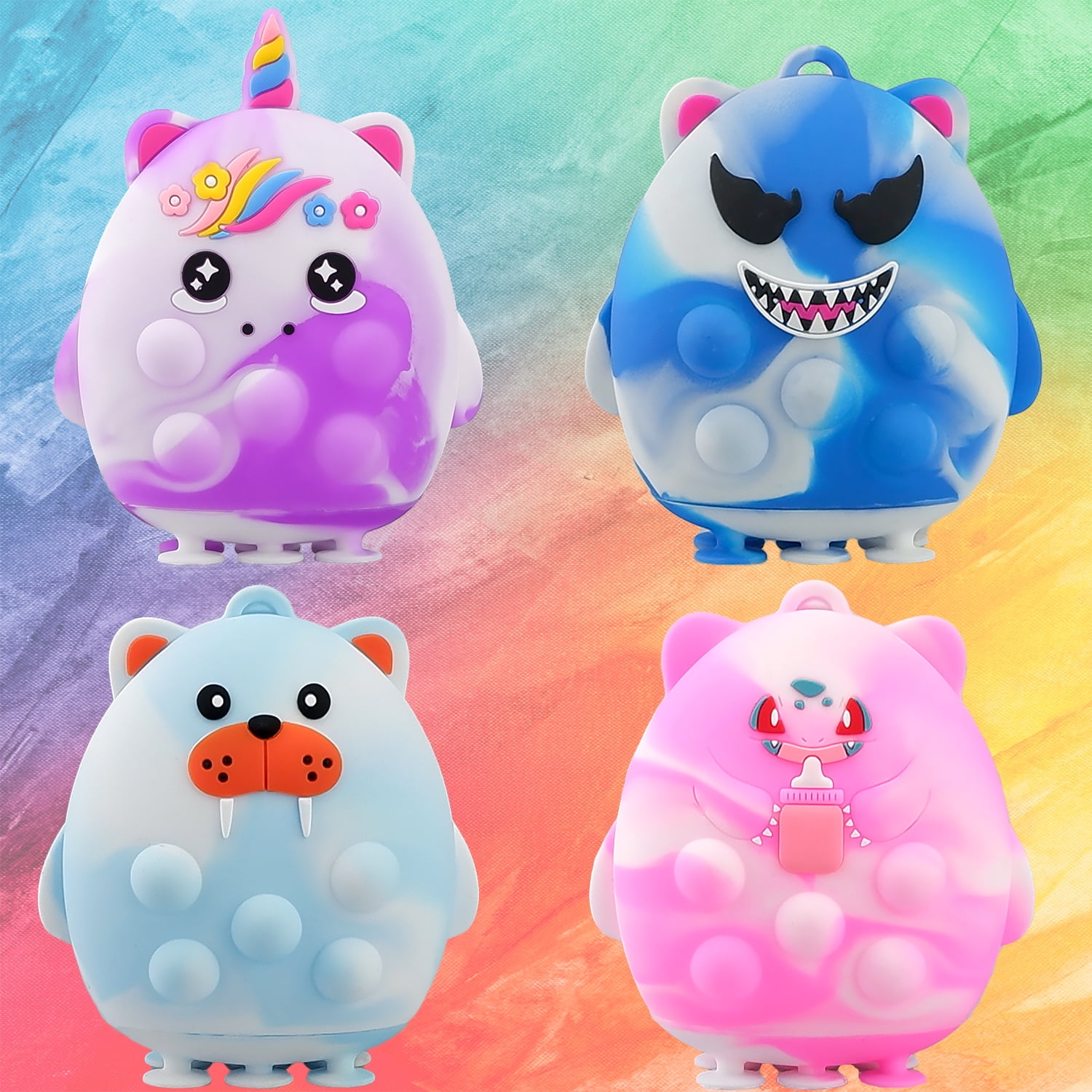 Pop It Fidget Toys Mini Pop Its Keychain Unicorn Simple Dimple Poppers