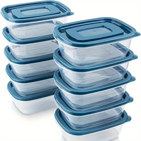 Plastic Food Storage Containers with Lids – Rectangular Meal Prep Bento Boxes, Stackable Leakproof Lunch Containers for Fridge, Freezer, and Kitchen Organization