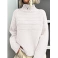 thumbnail image 2 of Suéter PRETTYGARDEN Cuello Alto Tejido Grueso Blanco Talle Grande, 2 of 6