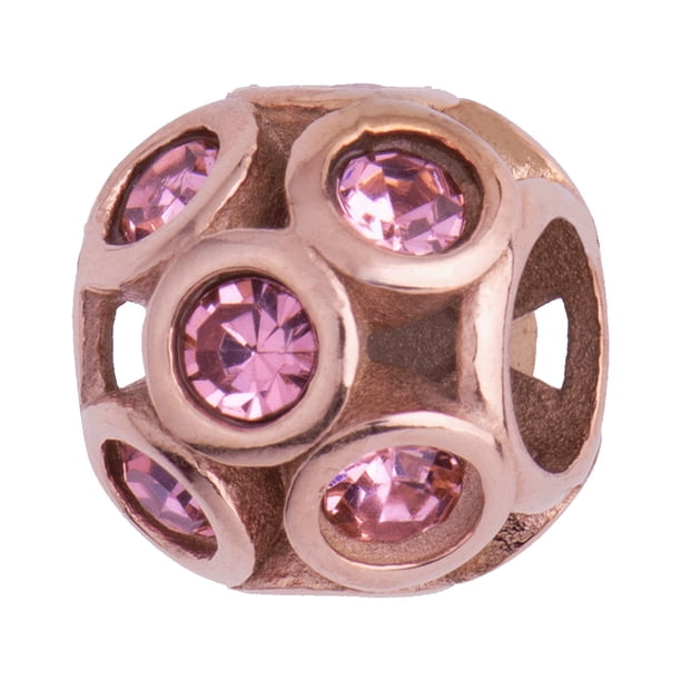 Charm para Pulsera LuckyLy, Dije de Bolita, Acero Inoxidable y Zirconia Cúbica, Modelo Fabi rosa UNITALLA