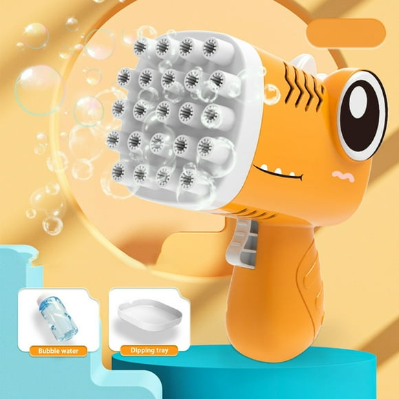 Juguetes para piscina, juguetes para bebés y niños pequeños: pistola de dinosaurio pequeña de 23 agujeros, juguetes automáticos para niños, máquina de burbujas de 20 ml para niños y niñas.