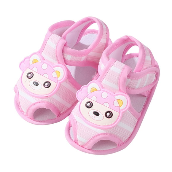 LNMQLPDBS Sandals Toddler Girl Soft Sole Flat Shoes Closed Toe Outdoor Casual Summer First Walkers Striped Shoes with Cartoon Decorat Anti Kick Breathable Wear Sandals for Unisex Baby Boys Girls