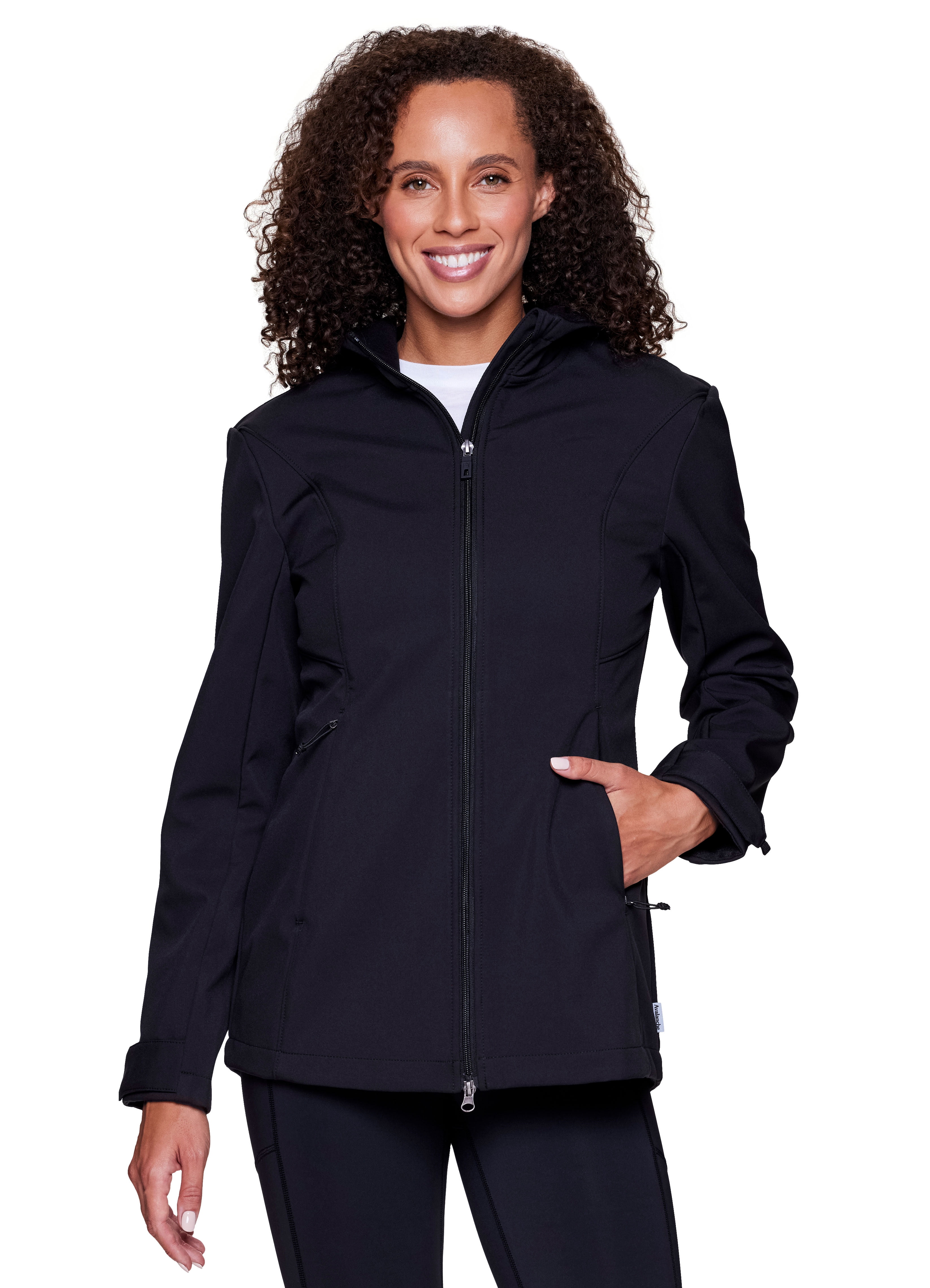 Avalanche Women's Fleece Lined Soft Shell Hoodie Rain Jacket With Zipper  Pockets 