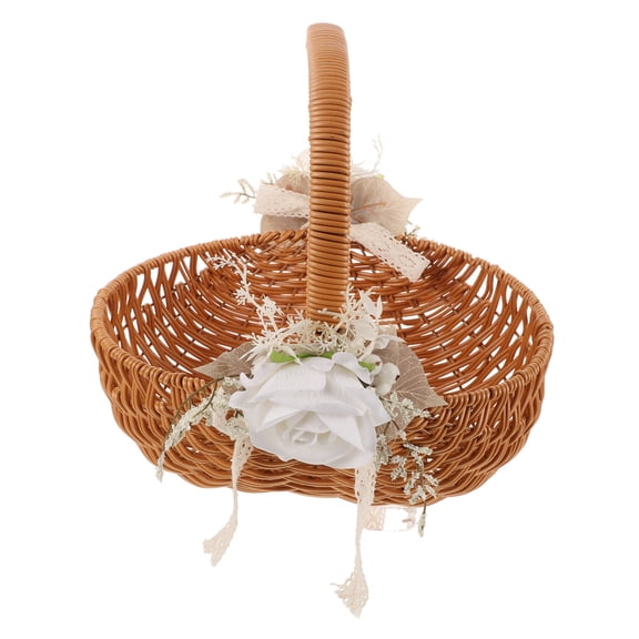 HAMPPLIES Handmade Woven Imitation Rattan Storage Basket, Portable Organizer for Kitchen, Party, and Home Use