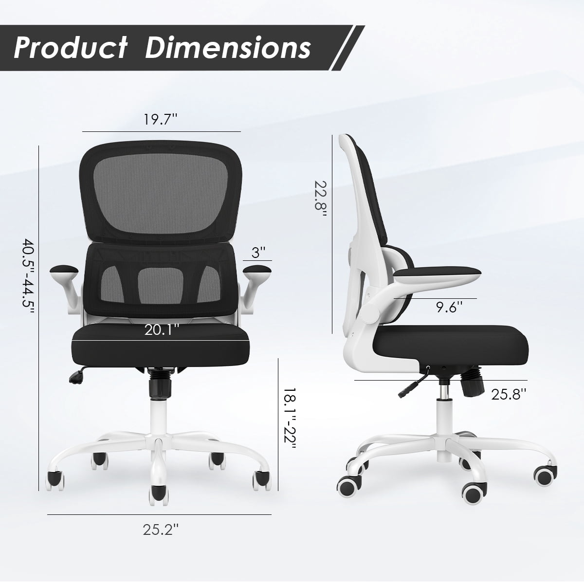 Ergonomic Office Chair, Lumbar Support, Flip-Up Armrests, Breathable Mesh, Height Adjustable