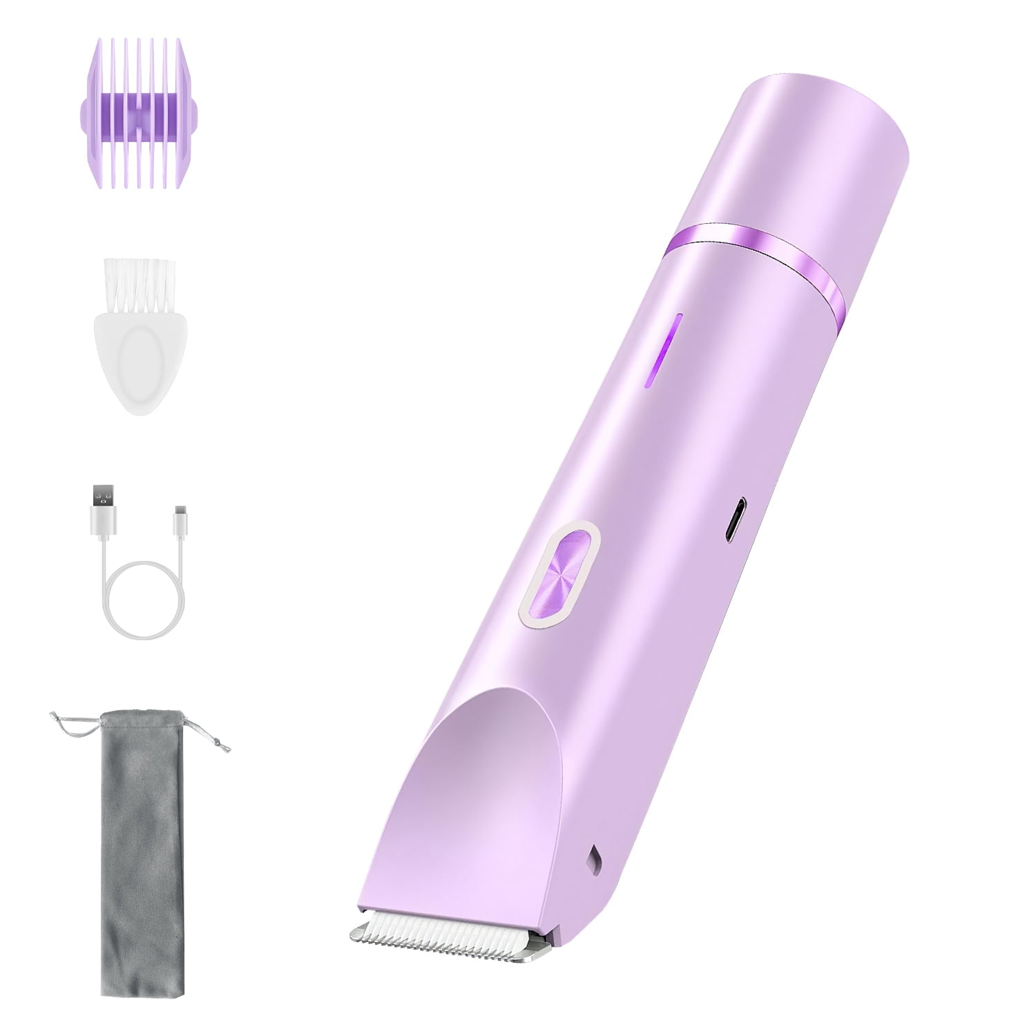 Bikini Trimmer for Women, Imountek 2 in 1 Dual Head Cordless Body Shaver, IPX7 Waterproof Pubic Hair Razor, Wet&Dry Use for Face & Body